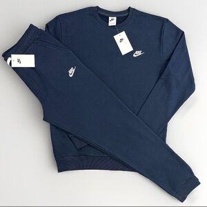NWT Men’s Nike Cotton Fleece Sweater/Jogger Pant Set - Navy